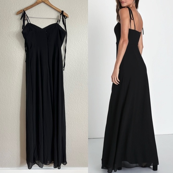 NWOT Darling Devotion Black Tie-Strap Maxi Dress - Picture 3 of 9